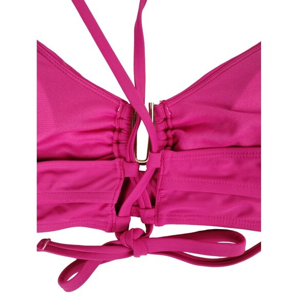 Time and Tru Womens XL Ruched Bikini Top Pink Summer Fuchsia - Picture 3 of 8